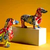 Painted Colorful Dachshund Dog Creative Home Modern Decoration Ornaments Living Room Wine Cabinet Office Decor Desktop Crafts 211108