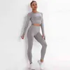 Woman Fitness Set Hollow Out Gym Yoga T-shirt Running Workout Crop Tops + Butt Lifting Leggings Women Exercise Pantalones Mujer 210514