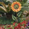 태양 꽃 바람 스피너 단 철 금속 스테이크 회전 풍차 수공예 방수 부식 방지 정원 장식 Q0811
