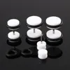 Étalon 10pcs / lot mode noir blanc en acier inoxydable vis haltone haltères boucles d'oreilles femmes hommes steampunk piercings bijoux d'oreille