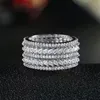 Роскошь Pave Два ряда маркиза вырезать бриллиантовое кольцо 925 стерлингового серебра вовлечение коктейль обручальные кольца для женщин мужские вечеринки украшения
