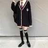 Hiver décontracté japonais ins collège amusant tricoté mode grande taille lâche femme punk à manches longues Vintage Harajuku veste 210608