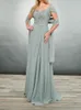 Dark Platinum Mother of the Bride Dresses with Wrap Chiffon Wedding Party Dress with Beads300A