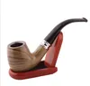 Partihandel Handgjord Durable Classic Pipe Trä Smooth Standard Chimney Rökning Tobak Böjd Typ Svart Färg Födelsedagar Presenter