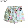 Zevity Women Fashion Animal Animallal Print Summer Summer Shorts Femme Chic Elastic Waist Casuare Slim Pantalone Cortos P111110719