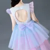 Lace Hollow Out Dresses For Girls Dress Elegent Flower Wedding Dress Backless Unicorn Ball Gown Girls Clothing For 4-10 Years 508 Y2