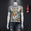 3D Leopardo Impressão T Camiseta Homens Manga Curta Gelo Seda Respirável Tshirt Casual Streetwear Camisas Engraçadas Tops Camiseta Masculina 210527