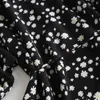 Spring Daisy Printing Midi Dress Country Style Kortärmad Kvinnor Koreanska Kläder 210421