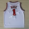 Jersey matériel broderie cousu Derrick Rose maillots de basket-ball noir rouge blanc vert