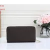 WF Women fashion Luxury clutch wallet pu leather Double zipper wallets long classical Brown Flower grid designer brand men fashion326I