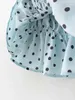 Frauen Chic Mode Polka Dot Plissee Cropped Blusen Vintage Sexy Slash Neck Ärmellose Elastische Shirts Weibliche Chic Tops 210520