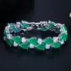 CWWZircons Geometric Natural Green Cubic Zircon Stone Luxury Wide Big Armband Bangle för Kvinnor Smycken Party Tillbehör CB209