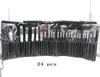 Ensembles de brosses de maquillage 24 pièces Gérat Souche de beauté en cuir Coloris Professional Cosmetics Making Up Brushes Kit