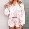 Pyjama femme Short Tie Dye Pyjama Ensemble Femme Maison Costume Lâche Sexy Vêtements De Nuit À Manches Longues Plus La Taille Lounge Wear 3XL Q0706