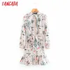 fashion women floral print shirt with slash arrival female elegant mini dress 4Y12 210416