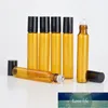 Groothandel 10 ml roll op draagbare amber glas navulbare parfumfles lege essentiële olieverhaal met plastic dop