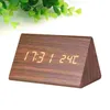Other Clocks & Accessories LED Desk Wood Digital Alarm Clock Luminous Silent Time Temperature Adjustable Brightness (Brown And White Display