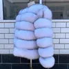 Kvinnors päls kvinnors faux naturliga 60 cm riktiga kappa kvinnor vintervästjacka mode silm outwear coat