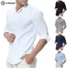 Blusa informal para hombre, camisa de lino y algodón, camisetas holgadas, camiseta de manga larga, camisa informal para hombre guapo para primavera, otoño y verano 220222