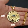 Oude Egypte het oog van Horus hanger kettingen voor vrouwen en mannen goud kleur roestvrij staal ronde sieraden daling 210721