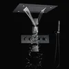 Oil Rubbed Bronze Thermostatic Rain Shower Faucet System 14 X 20 Inch LED Waterfall Rainfall Bathroom Mixer Set Body Sprayer Jet All Functions Can Work Together