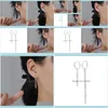 Manschettsmyckeshishang s925 sier örhängen kvinnor japanska och koreanska temperament långa tofs asymmetriska lås hänger för att dekorera ansikt öron dro