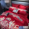 Sheets & Sets Bedding Supplies Home Textiles Garden 2021 100S Satin Cotton Wedding Four-Piece Mti-Piece Set Phoenix Yu Fei Ls Sheet Drop Del