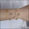 Bangle Bracelets Jewelry Gold Color Open Adjusted Snake Bracelet For Women Summer Fashion 210408 Drop Delivery 2021 Axlkz