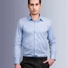 Chemise à manches longues pour hommes Standard-Fit Basic Solid / Stripe Robe Chemise Poche Formel Bureau de travail de haute qualité Chemises d'entretien faciles 210506