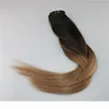 9A Grad Remy Clip in Omber Haarverlängerungen BALAYAGE Dunkelbraun Fading zu Asche blonde Farbe Highlights Nähen in Clip auf Erweiterungen 120g