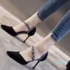Dress Shoes Ladies High Heels Net Red Spring And Summer Female Stiletto Suede Word Buckle Versatile Hollow Single Work Pumps