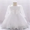 Flicka baby spets klänning vinter långärmad vit dop klänningar födelsedag toddler 20220303 Q2