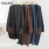 Casual Losse Patchwork Lange Cardigan Vrouwen V-hals Vintage Zakken Trui Batwing Mouw Gebreide Bovenkleding Jas 210508