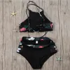 New High Neck Bikini Donna Costumi da bagno Vita alta Costume da bagno Retro stampa floreale Crop Top Halter Bikini Set Bating Suit 210406