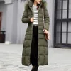 Stil Trendy Ceket Kadın Kış Ceket Pamuk Yastıklı Sıcak Maxi Kirpi Bayanlar Uzun S Parka Femme 210913