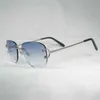 Ancient Rimless Wire Rimless Sunglasses Men Oval Eyewear Women For Summer Metal Frame Oculos Gafas French