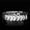 12mm Width Mens Jewelry Tungsten Links Bracelets For Men High Polished Inlay Magnetic Stones Silver/Black Colors Length 20.5/22 Link Chain