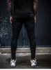 Mens Black Skinny Side Stripe Denim Jeans Hip Hop Streetwear Effen Kleur Plus Size Slim Fit Lichtgewicht Katoen Heren 2021