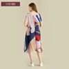 Pleated Summer Cotton and Linen Printed O Neck Short Sleeve Big Swing Irregular A-Line Dresses Women 210615