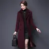 Misturas de lã feminina 2021 Inverno mãe longa jaqueta de lã mulheres mais tamanho 5xl magro coreano café escuro roxo moda grossa casaco quente gh646