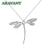 Moda 925 jóias de prata longas libélula pingentes cadeias para mulheres presentes do dia dos namorados