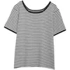 Femmes surdimensionnées T-shirts manches courtes col en V été court décontracté rayé mode femme tricot pull pull jersey mujer 210604