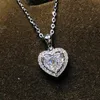 Pendant Necklaces Luxury Female White Crystal Necklace Vintage Silver Color Wedding For Women Trendy Love Heart Chain