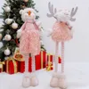 Bonecas de boneco de neve rosa bonecas de pelúcia brinquedo decoração de Natal presente de festival para crianças ano de aniversário Navidad Home ornamentos 211018