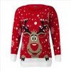 Jultryck T-shirt Kvinnor Elk Pattern Casual Plus Size Långärmad Top Tunika Vetement Femme O-Neck Loose Sweat för 210525