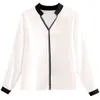 Sexy V-Ausschnitt Kleidung Mode Damen Tops und Blusen Damen Chiffon Solid V-Ausschnitt Weißes Hemd 6277 50 210506