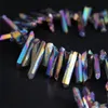 15.5 "Strand Titanium Rainbow Surowy kwarcowy Top Wiercony punkt Luźne Koraliki, Naturalne Kryształowe Wisiorki DIY Biżuteria Dokonywanie