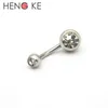 Double Clear CZ Gem Belly button rings Navel Bar Fashion Body Piercing Jewelry 14G 316L Surgical Steel Crystal Women Whole