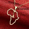 Correntes aço inoxidável África Pequena mapa de camarões pingentes colares de cor dourada unissex Trendy African Jewelry Gifts