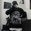 Woherb Harajuku Sweter Kobiety Człowiek Punk Streetwear Jacquard Drukuj Dzianiny Pulower Koreański Moda Pull Jumper Unisex 211018
